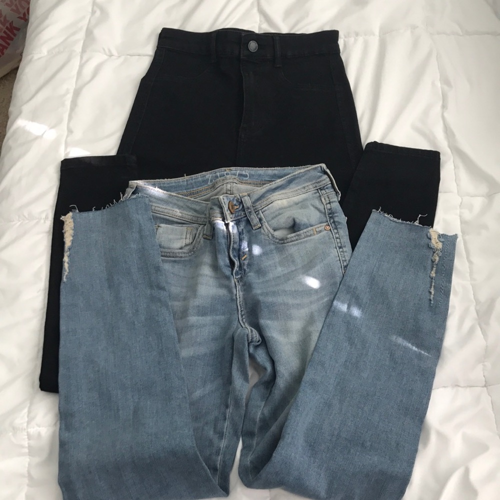 Zara black/blue denim skinny jeans